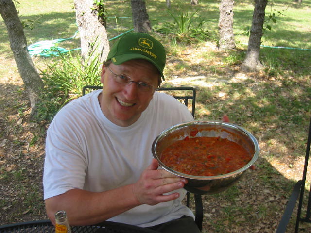 Dave models the salsa.  Hey, seems like I have way too many pictures of Dave here.
